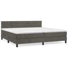 Vidaxl Box spring postelja z vzmetnico temno siva 200x200 cm žamet