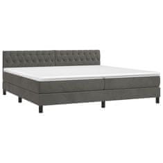 Vidaxl Box spring postelja z vzmetnico temno siva 200x200 cm žamet