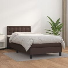 Vidaxl Box spring postelja z vzmetnico rjava 90x200 cm umetno usnje