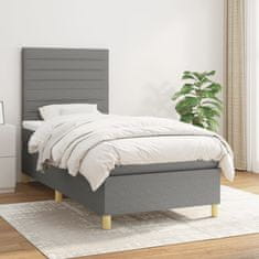 Vidaxl Box spring postelja z vzmetnico temno siva 80x200 cm blago