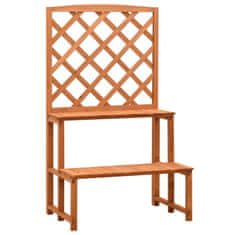 Vidaxl Stojalo za rože z mrežo oranžno 70x42x120 cm trden les jelke