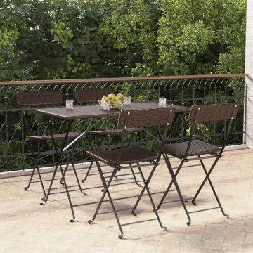 Vidaxl vidaXL Zložljivi bistro stoli, komplet 4 kosov, rjavi, poli ratan in jeklo