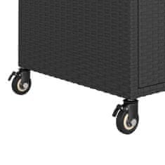 Greatstore Barski voziček s predalom črn 100x45x97 cm poli ratan