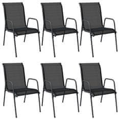 shumee Vrtni stoli 6 kosov jeklo in tekstil črne barve