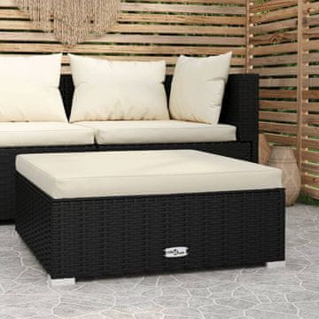 Vidaxl vidaXL Vrtni stolček z blazino 70x70x30 cm poli ratan črne barve