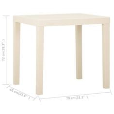 Vidaxl Vrtna miza bela 79x65x72 cm plastika