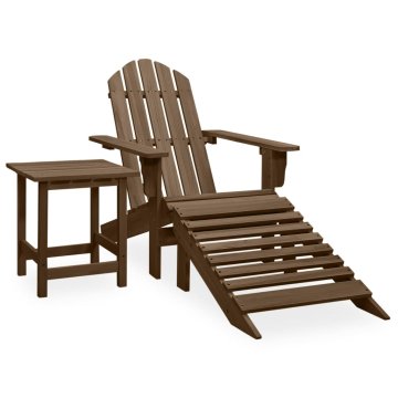 Vidaxl Vrtni stol Adirondack z naslonom za noge in mizo les jelke rjav