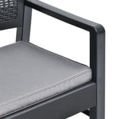 Vidaxl Vrtna klop za 2 osebi z blazinami 120 cm plastika antracitna