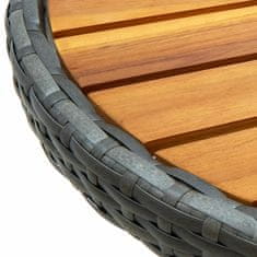 Greatstore Čajna mizica siva 60 cm poli ratan in trden akacijev les