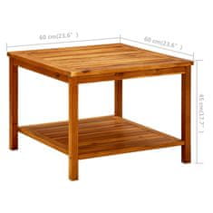 Greatstore Klubska mizica 60x60x45 cm trden akacijev les