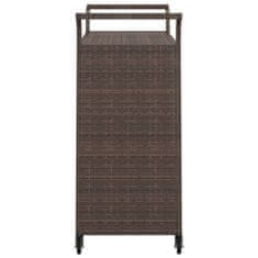 Vidaxl Barski voziček s predalom rjav 100x45x97 cm poli ratan