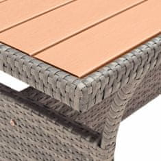 Vidaxl Vrtna miza siva 120x70x66 cm poli ratan