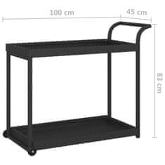 Vidaxl Barski voziček črn 100x45x83 cm poli ratan