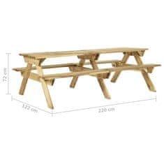 Greatstore Piknik miza in klopi 220x122x72 cm impregnirana borovina