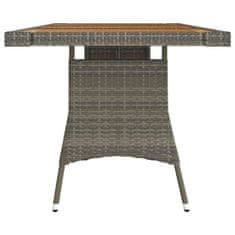 Greatstore Vrtna miza siva 160x70x72 cm poli ratan in trden akacijev les