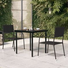 Greatstore Vrtna jedilna miza črna 80x80x74 cm jeklo in steklo