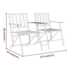 Vidaxl Zložljiva vrtna klop za 2 osebi 137 cm črno jeklo