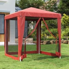 shumee Vrtni šotor s 4 mrežastimi stranicami rdeč 2x2 m HDPE