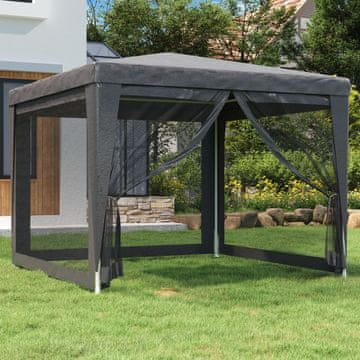 Vidaxl vidaXL 4-stenski mrežasti šotor za zabave, antracit, 3 x 3 m, HDPE