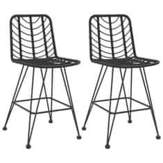 Vidaxl Barski stolček 2 kosa črn 45x56x103,5 cm PE ratan in jeklo