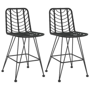 Vidaxl Barski stolček 2 kosa črn 45x56x103,5 cm PE ratan in jeklo