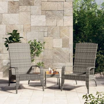 Vidaxl vidaXL Vrtni stol Adirondack, siv, poli ratan