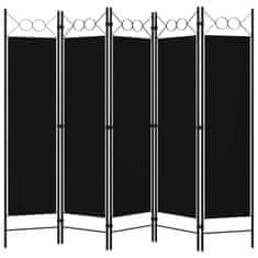 Vidaxl Paravan 5-delni črn 200x180 cm