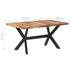 Vidaxl Jedilna miza 160x80x75 cm trden les s finišem iz palisandra