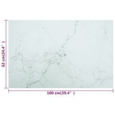 Vidaxl Mizna plošča bela 100x62 cm 8 mm kaljeno steklo z marmorjem
