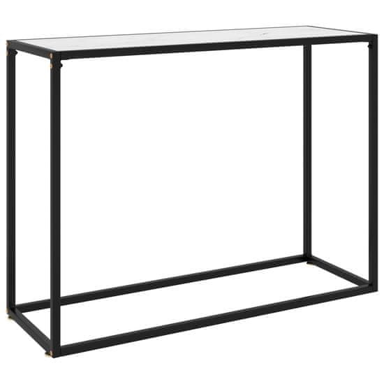 Vidaxl Konzolna mizica bela 100x35x75 cm kaljeno steklo