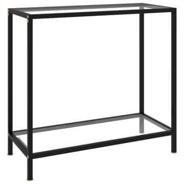 Vidaxl Konzolna mizica prozorna 80x35x75 cm kaljeno steklo