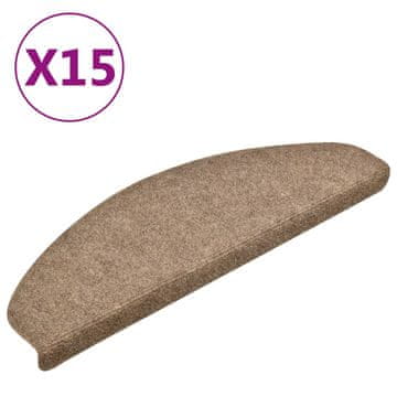Vidaxl Preproge za stopnice, samolepilne, 15 kosov, 65 x 21 x 4 cm, bež, polkrožne, velike