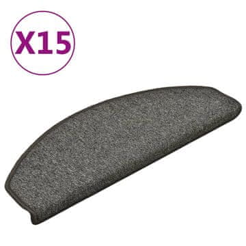 Vidaxl Stopniščne preproge 15 kosov 65x24x4 cm temno sive polkrožne velike