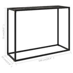 Greatstore Konzolna mizica črna 100x35x75 cm kaljeno steklo