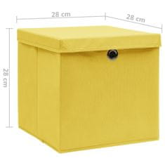 shumee Škatle s pokrovi 10 kosov 28x28x28 cm rumene