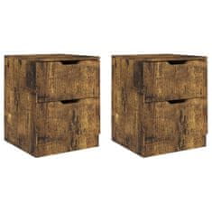 Vidaxl Nočna omarica 2 kosa dimljeni hrast 40x40x50 cm iverna plošča