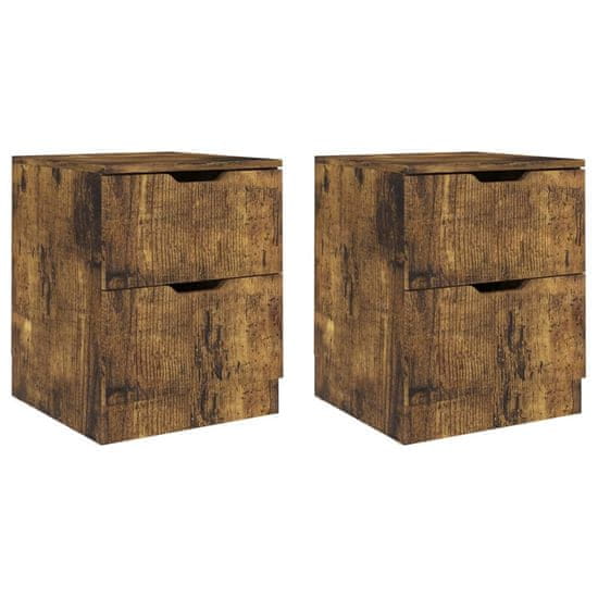 Vidaxl Nočna omarica 2 kosa dimljeni hrast 40x40x50 cm iverna plošča