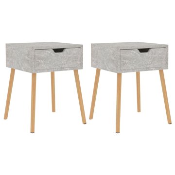 Greatstore Nočna omarica 2 kosa betonsko siva 40x40x56 cm iverna plošča