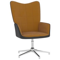 Vidaxl Stol za sproščanje rjav žamet in PVC