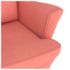 shumee Gugalni stol z nogami iz trdnega kavčukovca roza žamet