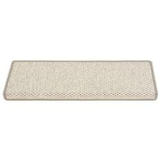 Greatstore Samolepilne preproge za stopnice sisal 15 kosov 65x25 cm bež