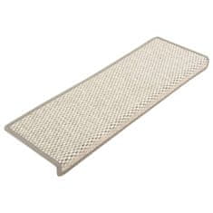 Greatstore Samolepilne preproge za stopnice sisal 15 kosov 65x25 cm bež