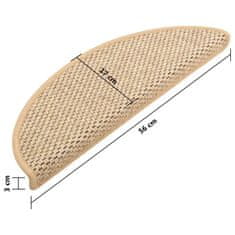 Vidaxl Samolepilne preproge za stopnice sisal 15 kosov 56x20 cm bež