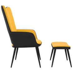 shumee Stol za sproščanje s stolčkom gorčično rumen žamet in PVC
