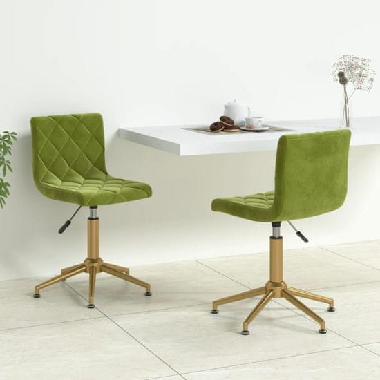 shumee Vrtljivi jedilni stoli 2 kosa svetlo zelen žamet