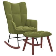Greatstore Gugalni stol s stolčkom svetlo zelen žamet
