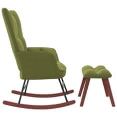 Vidaxl Gugalni stol s stolčkom svetlo zelen žamet