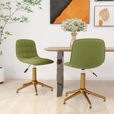 Vidaxl Vrtljivi stoli za mizo, 2 kosa, svetlo zelena, žamet