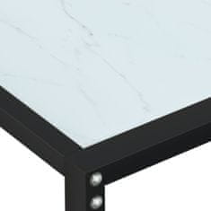 shumee Konzolna mizica beli marmor 140x35x75,5 cm kaljeno steklo