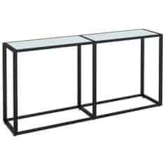 Vidaxl Konzolna mizica beli marmor 160x35x75,5 cm kaljeno steklo